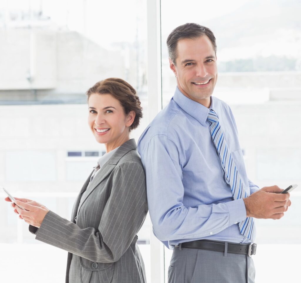 Executivos e empresários no seu ambiente de "performance". 