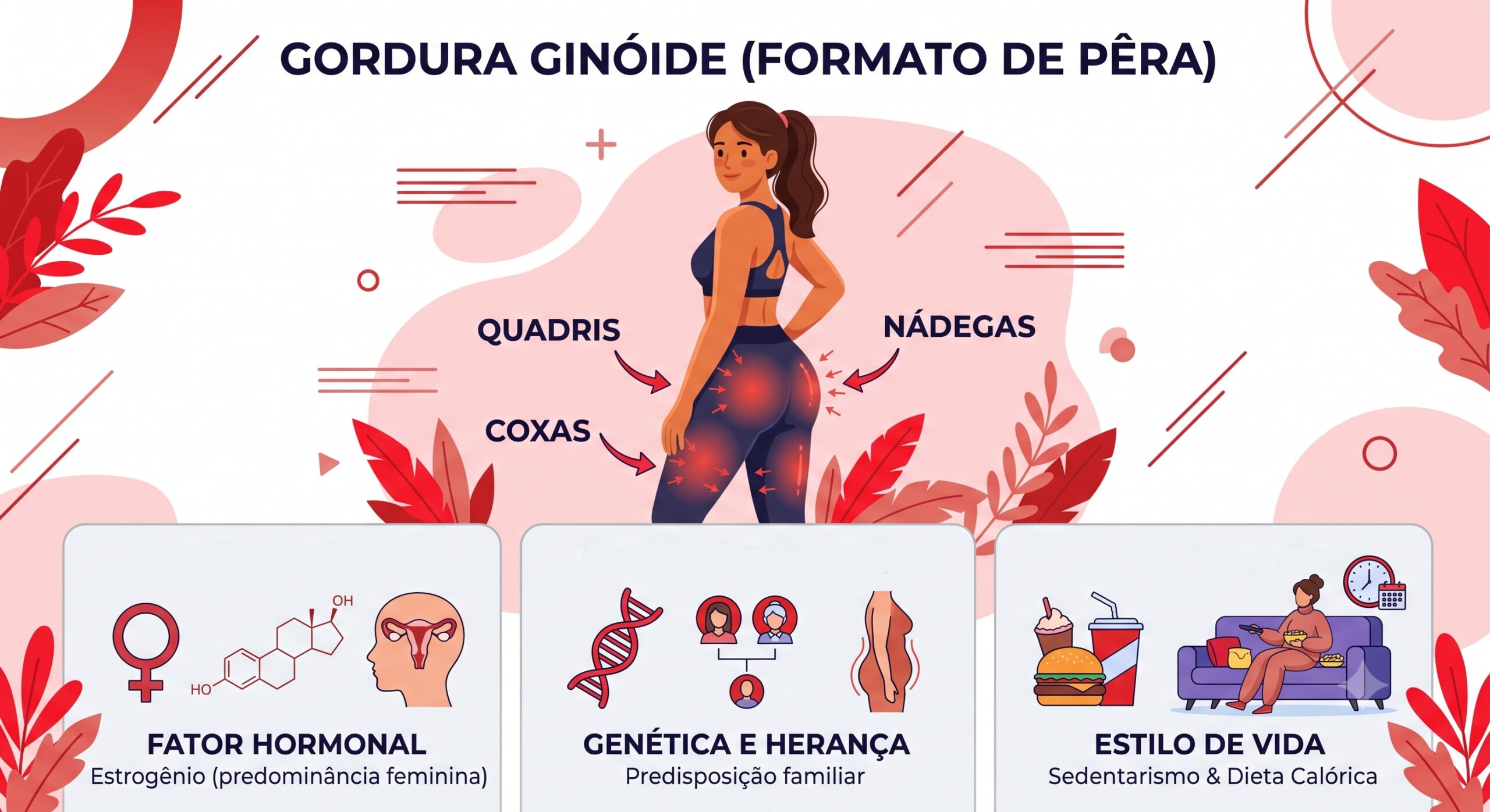 Ilustração sobre a gordura ginóide, criada através de Google Gemini.